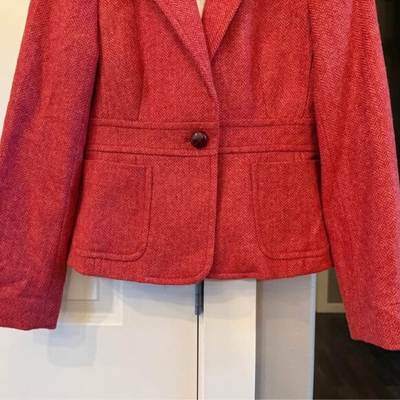 Women LL Bean Herringbone Tweed Wool‎ Rust Blazer-Misses 12 Reg (Runs Small) - Picture 6 of 10
